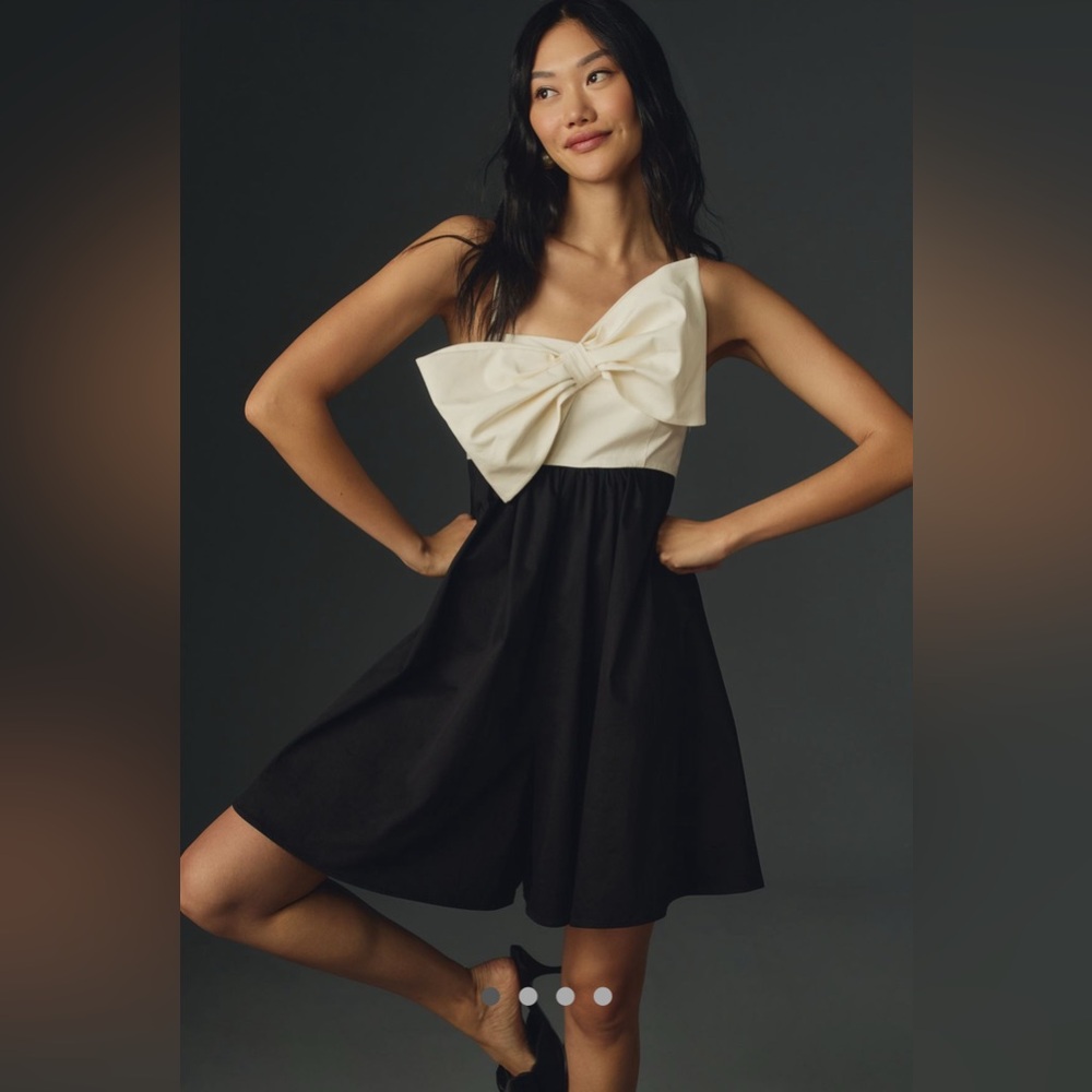 Hutch Black and Cream Strapless Bow Romper